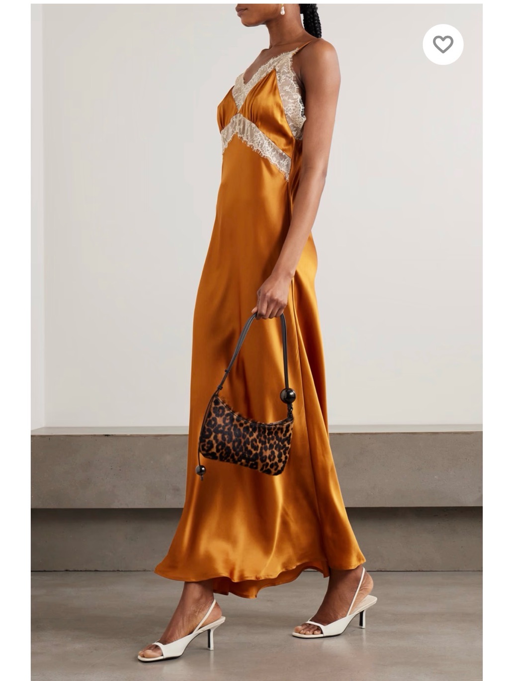 Dodo Bar Or Silk Slip Dress With Lace Trim - Golden Amber